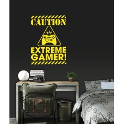 Caution Extreme Gamer wall Decal / Sticker for room