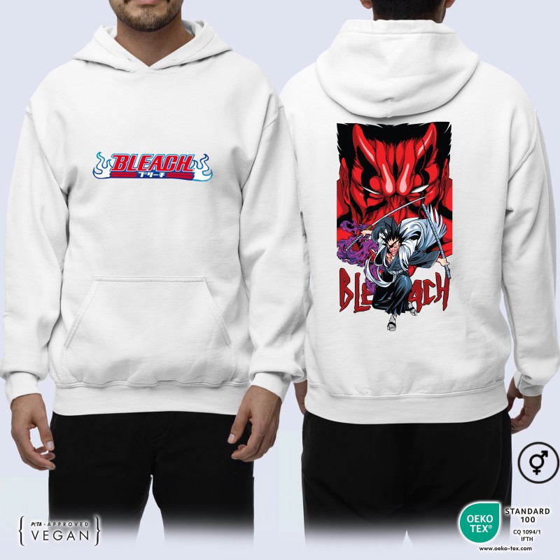 Bleach Kenpachi Zaraki άσπρη Unisex μπλούζα με κουκούλα