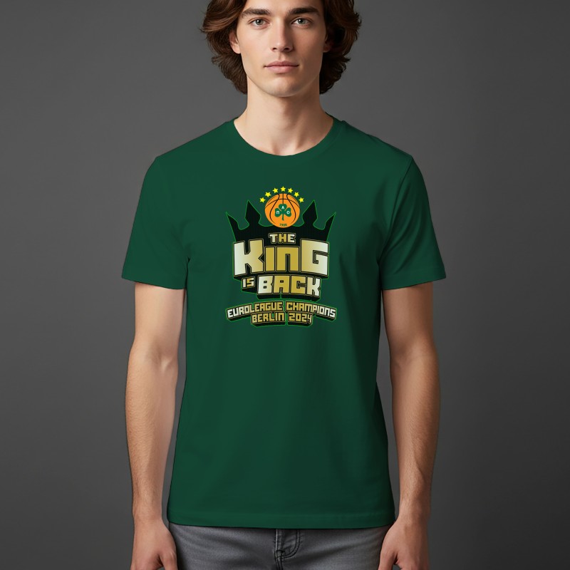 Σκούρο πράσινο Unisex Μπλουζάκι - ΠΑΟ BC - The King Is Back