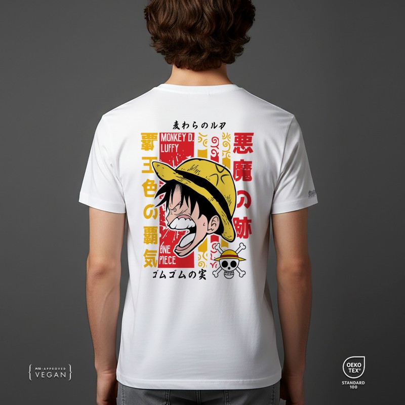 OnePiece cartoon face D. Luffy Unisex μπλουζάκι