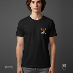OnePiece cartoon face D. Luffy Unisex μπλουζάκι