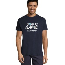 Unisex navy t-shirt i paused my game to be here!
